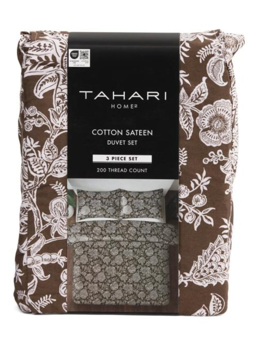 TAHARI 3pcs 200tc Cotton Sateen Floral Duvet Set